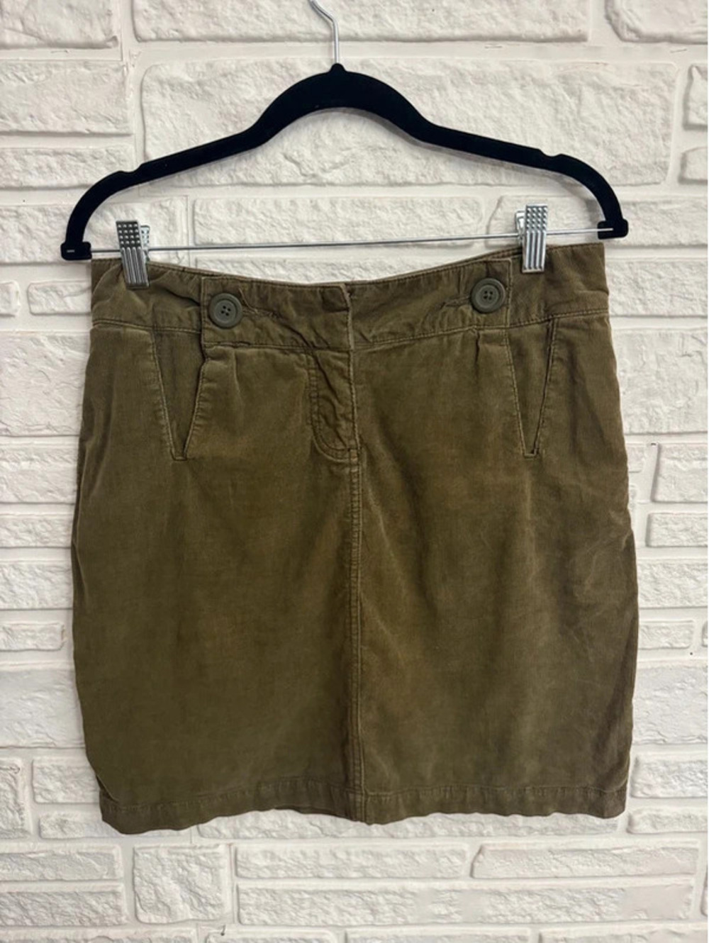 Louie Olive Green Corduroy Mini Skirt Y2K Boho Whimsigoth Earthy Size 6 / 8